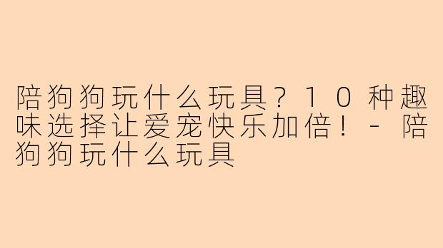 陪狗狗玩什么玩具？10种趣味选择让爱宠快乐加倍！-陪狗狗玩什么玩具