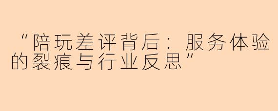 “陪玩差评背后：服务体验的裂痕与行业反思”