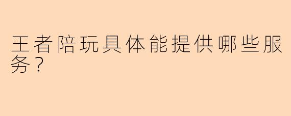 王者陪玩具体能提供哪些服务？