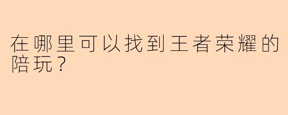 在哪里可以找到王者荣耀的陪玩?