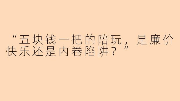 “五块钱一把的陪玩，是廉价快乐还是内卷陷阱？”