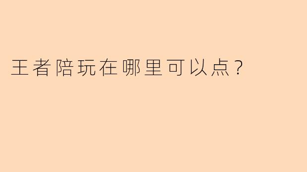 王者陪玩在哪里可以点?