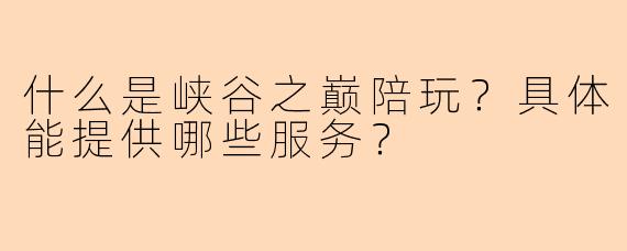什么是峡谷之巅陪玩？具体能提供哪些服务？