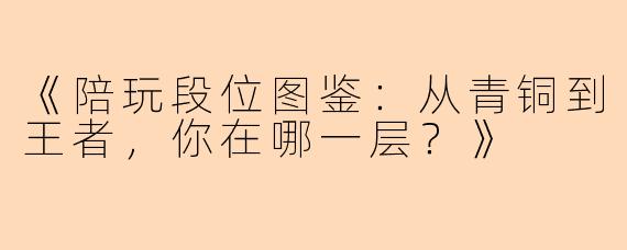 《陪玩段位图鉴：从青铜到王者，你在哪一层？》