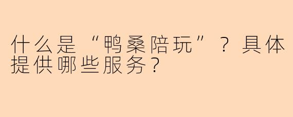 什么是“鸭桑陪玩”?具体提供哪些服务?