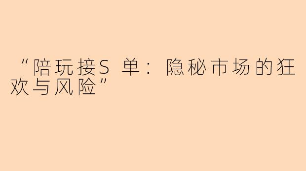 “陪玩接S单：隐秘市场的狂欢与风险”