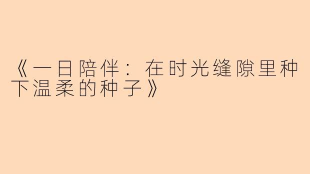 《一日陪伴：在时光缝隙里种下温柔的种子》
