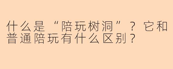 什么是“陪玩树洞”？它和普通陪玩有什么区别？