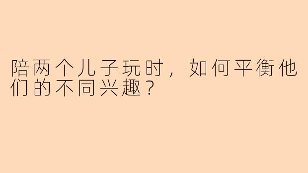 陪两个儿子玩时，如何平衡他们的不同兴趣？