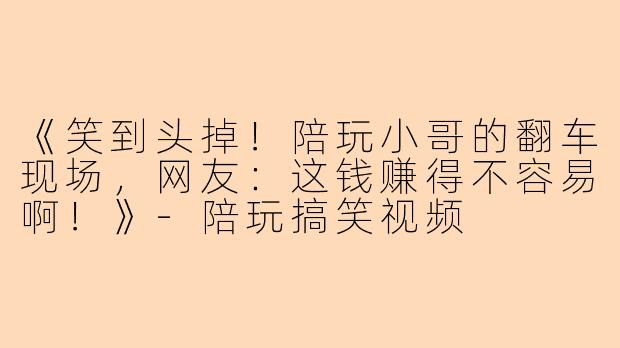 《笑到头掉！陪玩小哥的翻车现场，网友：这钱赚得不容易啊！》-陪玩搞笑视频