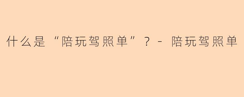 什么是“陪玩驾照单”?