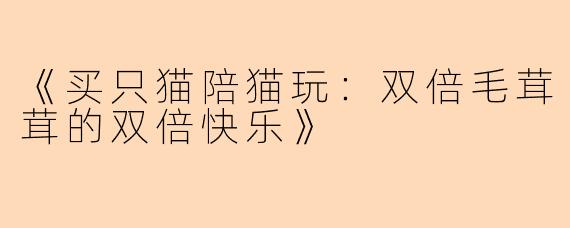 《买只猫陪猫玩：双倍毛茸茸的双倍快乐》