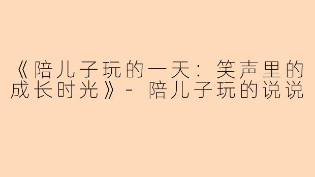 《陪儿子玩的一天：笑声里的成长时光》-陪儿子玩的说说