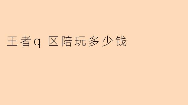 王者q区陪玩多少钱