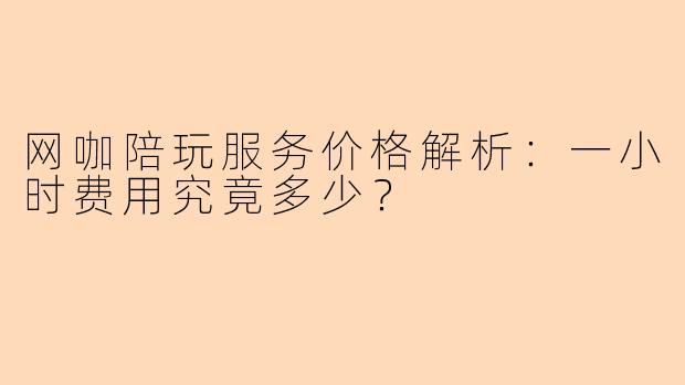 网咖陪玩服务价格解析：一小时费用究竟多少？