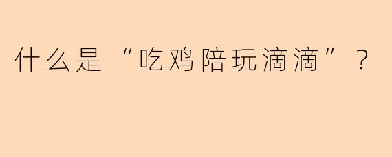 什么是“吃鸡陪玩滴滴”？