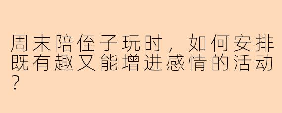 周末陪侄子玩时，如何安排既有趣又能增进感情的活动？