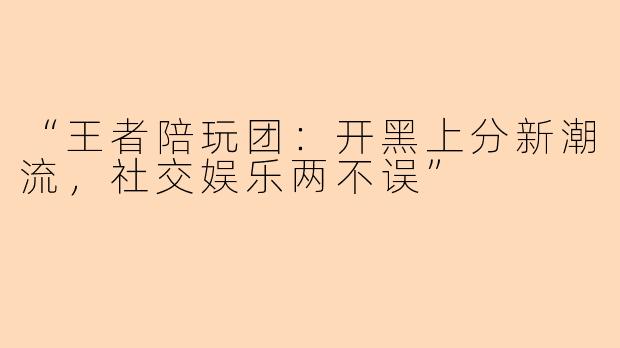 “王者陪玩团：开黑上分新潮流，社交娱乐两不误”