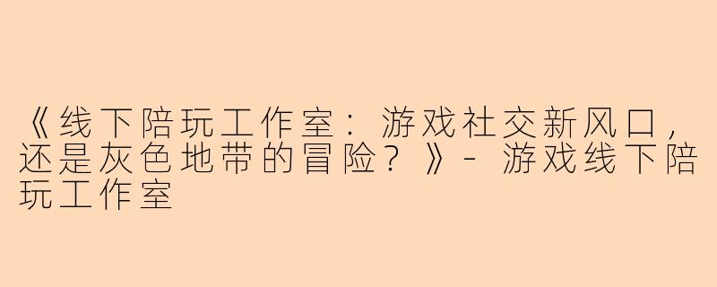 《线下陪玩工作室：游戏社交新风口，还是灰色地带的冒险？》-游戏线下陪玩工作室