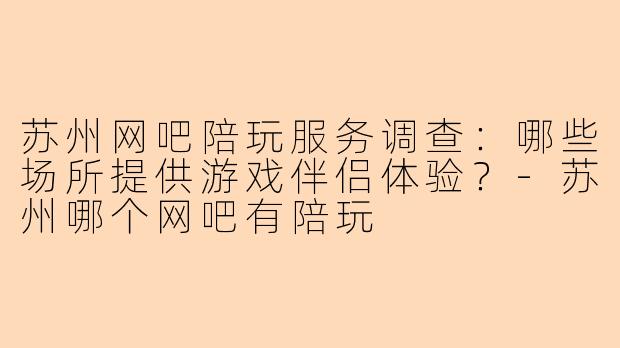 苏州网吧陪玩服务调查：哪些场所提供游戏伴侣体验？-苏州哪个网吧有陪玩