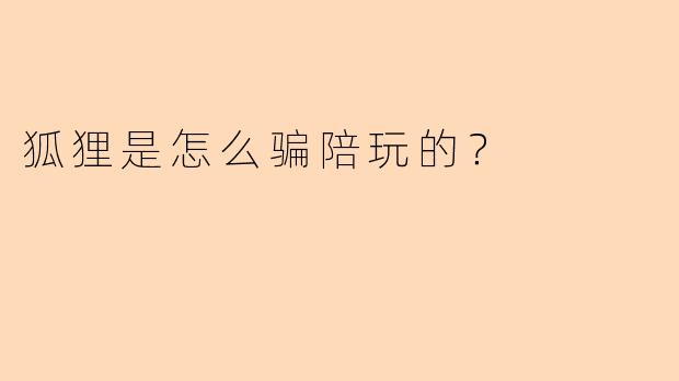 狐狸是怎么骗陪玩的？