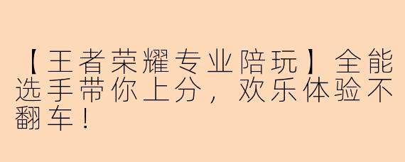 【王者荣耀专业陪玩】全能选手带你上分，欢乐体验不翻车！