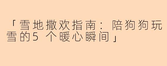 「雪地撒欢指南：陪狗狗玩雪的5个暖心瞬间」
