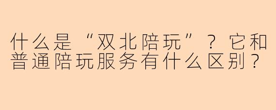 什么是“双北陪玩”？它和普通陪玩服务有什么区别？