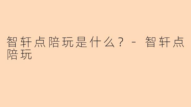 智轩点陪玩是什么?