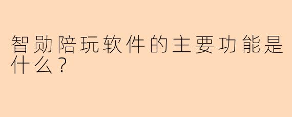 智勋陪玩软件的主要功能是什么？