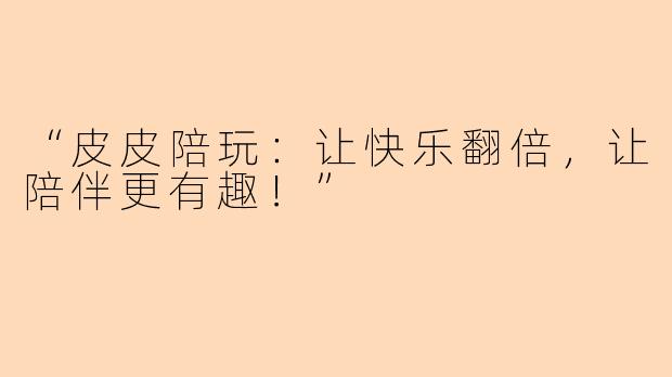 “皮皮陪玩：让快乐翻倍，让陪伴更有趣！”