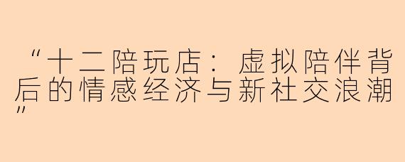 “十二陪玩店：虚拟陪伴背后的情感经济与新社交浪潮”
