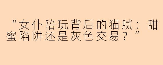 “女仆陪玩背后的猫腻：甜蜜陷阱还是灰色交易？”