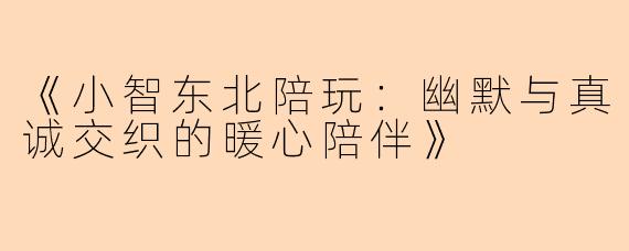 《小智东北陪玩：幽默与真诚交织的暖心陪伴》