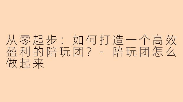 从零起步：如何打造一个高效盈利的陪玩团？-陪玩团怎么做起来