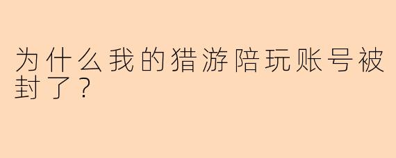 为什么我的猎游陪玩账号被封了?