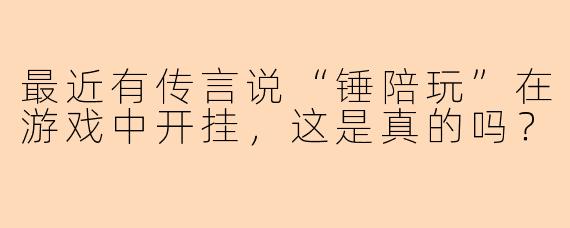 最近有传言说“锤陪玩”在游戏中开挂，这是真的吗？