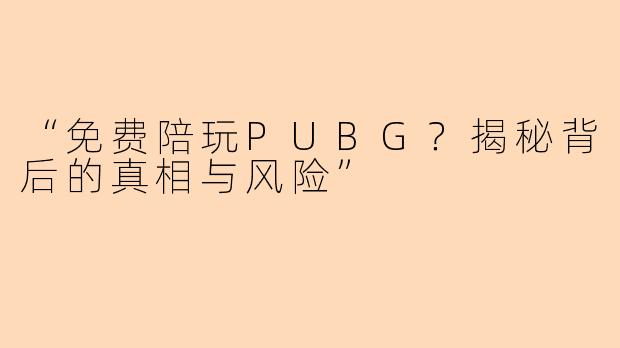 “免费陪玩PUBG？揭秘背后的真相与风险”