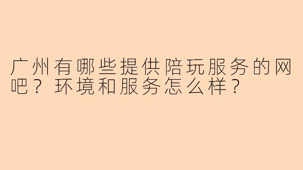 广州有哪些提供陪玩服务的网吧？环境和服务怎么样？