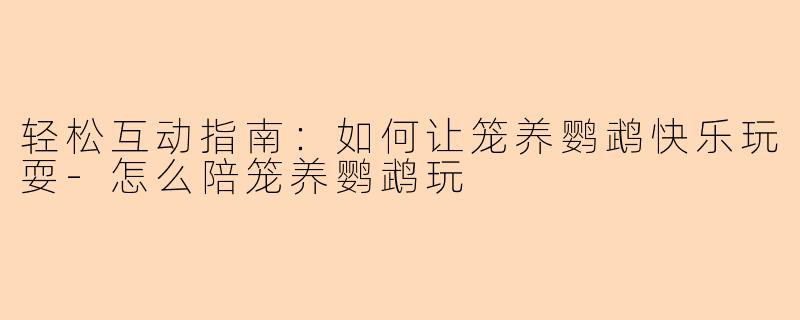 轻松互动指南：如何让笼养鹦鹉快乐玩耍-怎么陪笼养鹦鹉玩