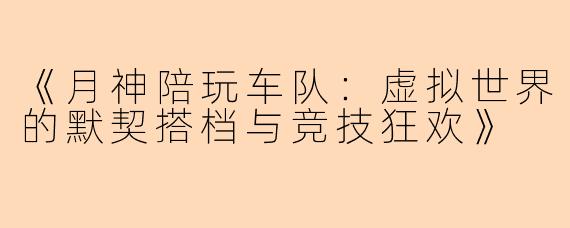 《月神陪玩车队：虚拟世界的默契搭档与竞技狂欢》
