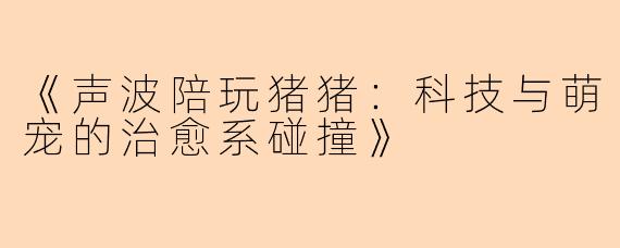 《声波陪玩猪猪：科技与萌宠的治愈系碰撞》