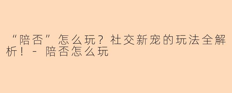“陪否”怎么玩？社交新宠的玩法全解析！-陪否怎么玩