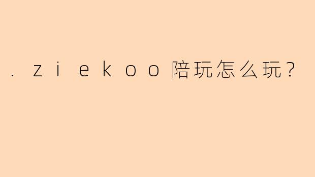 .ziekoo陪玩怎么玩?