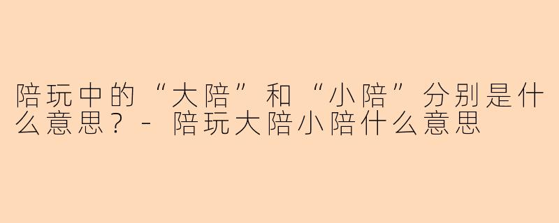 陪玩中的“大陪”和“小陪”分别是什么意思？-陪玩大陪小陪什么意思