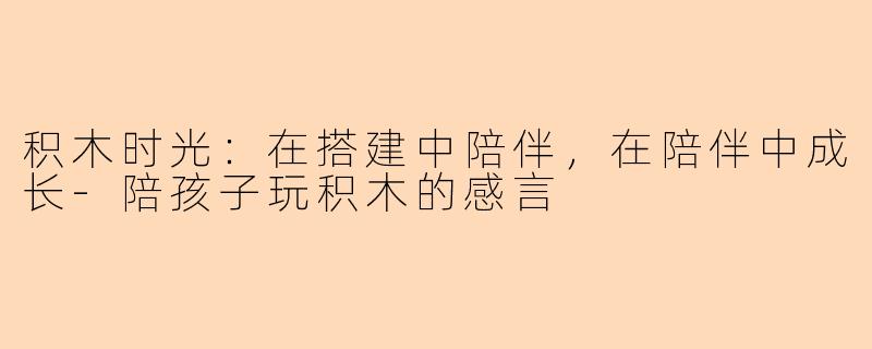 积木时光：在搭建中陪伴，在陪伴中成长-陪孩子玩积木的感言