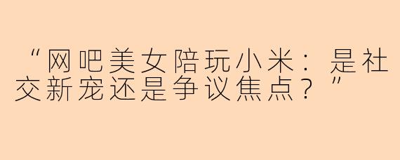 “网吧美女陪玩小米：是社交新宠还是争议焦点？”