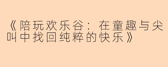 《陪玩欢乐谷：在童趣与尖叫中找回纯粹的快乐》