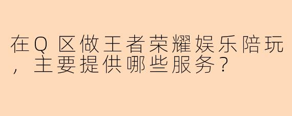 在Q区做王者荣耀娱乐陪玩，主要提供哪些服务？
