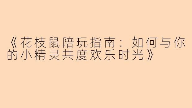 《花枝鼠陪玩指南：如何与你的小精灵共度欢乐时光》